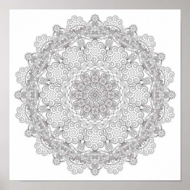 Farbplakat - Wirbel Lacy Mandala Poster (Vorne)