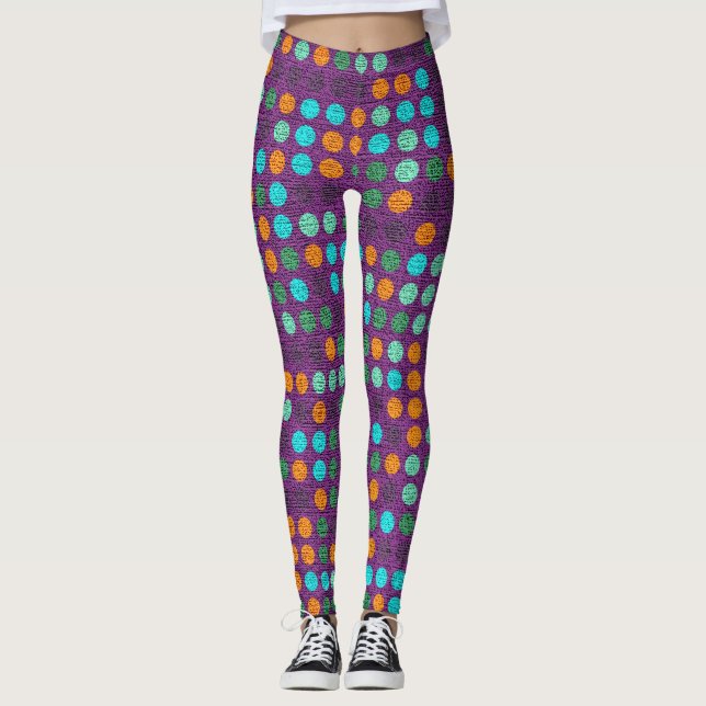 Farbpolka-Punkte-Muster #2 Leggings (Vorderseite)