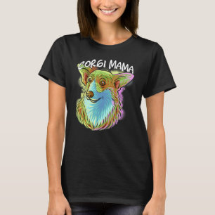 Farbporträt Corgi-Hundemama Muttertag M T-Shirt