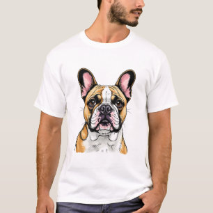 Farbporträt einer Französischen Bulldogge T-Shirt