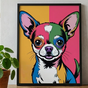 Farbporträt eines Chihuahua-Hundes in Pop-Art-Mani Poster