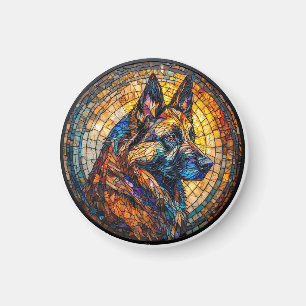 Farbporträt eines deutschen Schäferhundes Magnet