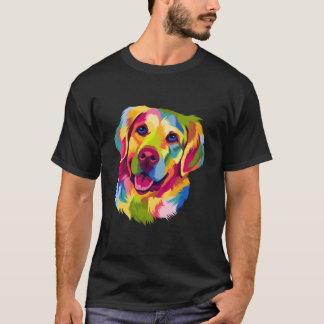 Farbporträt eines Golden Retrievers mit Besitzer T-Shirt