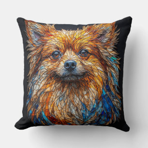 Farbporträt eines Hundes als Mosaik Kissen