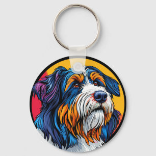 Farbporträt eines Hundes Für Accessoires für Haust Schlüsselanhänger