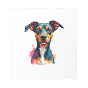 Farbporträt eines Hundes, Pop-Art-Illustration im Notizblock