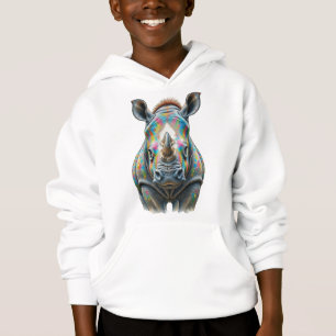Farbporträt eines Nashorns Lebendige Tierwelt Hoodie