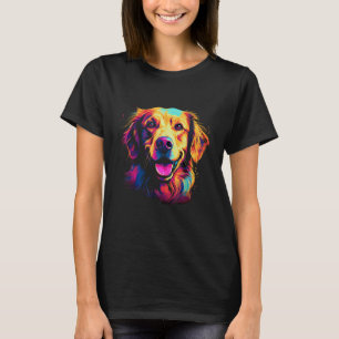 Farbporträt Golden Retriever Besitzer Pop Art T-Shirt