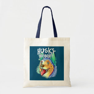 Farbporträt Pop Art Portrait Husky Hundemama Mutti Tragetasche