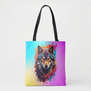 Farbporträt Wolf Abstract Animal Art-87694