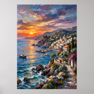 Farbposter der Amalfiküste Poster