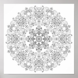Farbposter - Funky Scrolls Mandala Poster