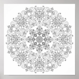 Farbposter - Funky Scrolls Mandala Poster