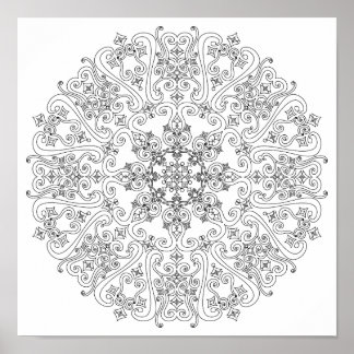 Farbposter - Funky Scrolls Mandala Poster
