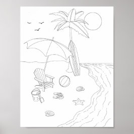 Farbposter für Erwachsene in der Strandlandschaft Poster