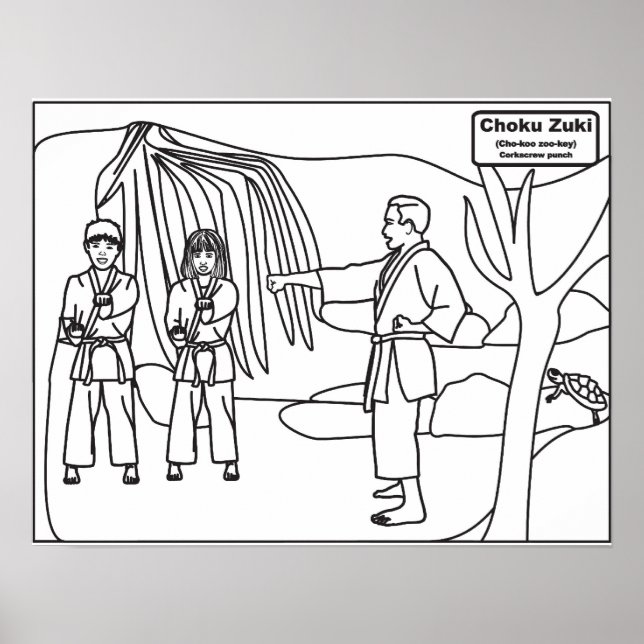Farbposter für Kampfkunst für Kinder Choku Zuki Poster (Vorne)
