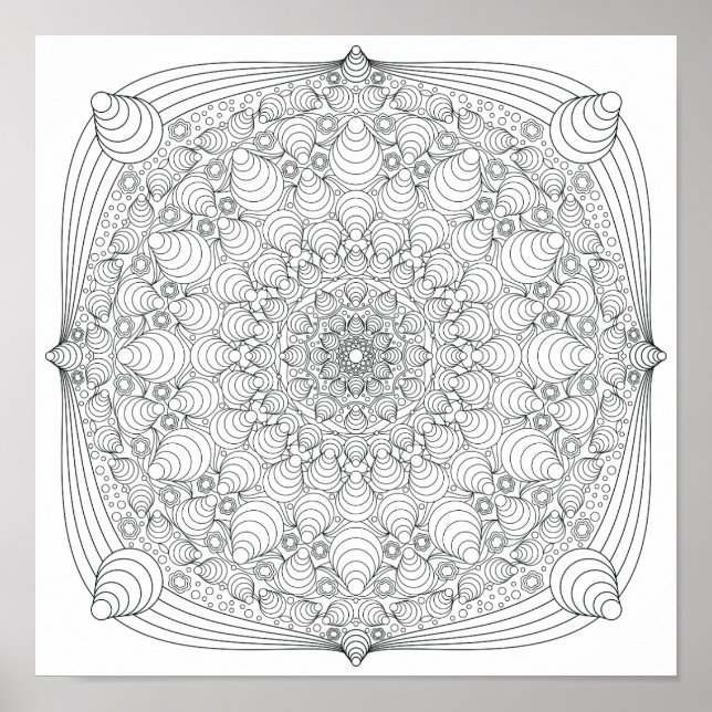 Farbposter - optische Illusion Mandala B Poster (Vorne)