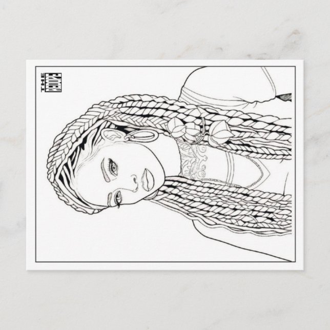 Färbpostkarte | Mädchen mit Dreadlocks Feiertagspostkarte (Vorderseite)