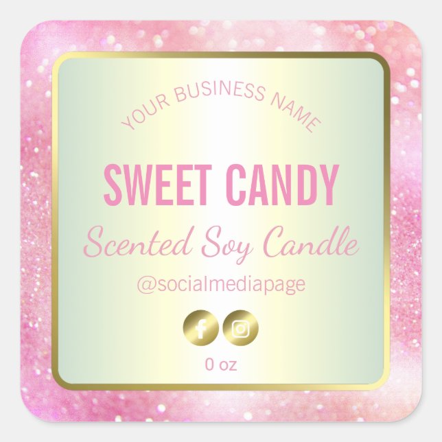 Farbprägung für Rosa und Gold Quadratischer Aufkleber (Vorderseite)