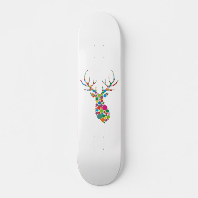 Farbpunkte Hirsch Skateboard (Vorne)