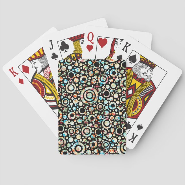 Farbpunkte & Kreismuster + Ihr Text & Hintergrund. Spielkarten (Rückseite)