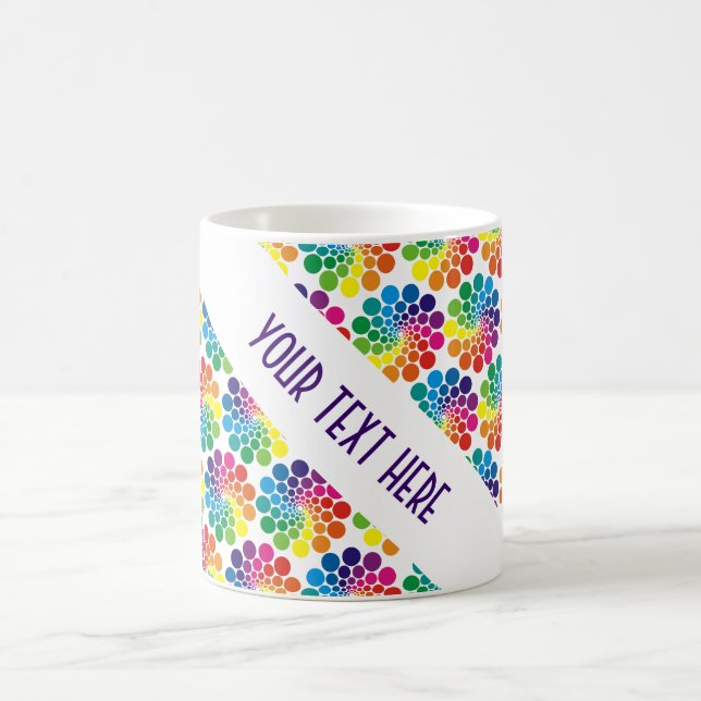 Farbpunktkreismuster + Ihr Rücken. & Text Kaffeetasse (Mittel)