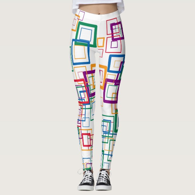 Farbquadrat im Retro-Muster #10 Leggings (Vorderseite)