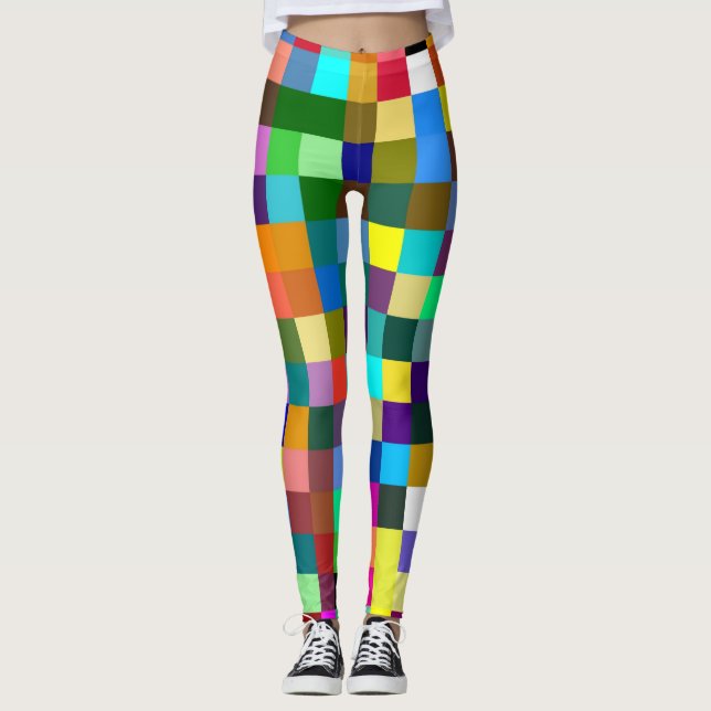 Farbquadrat im Retro Muster #15 Leggings (Vorderseite)