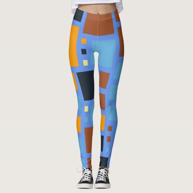 Farbquadrat im Retro-Muster 3 Leggings (Vorderseite)