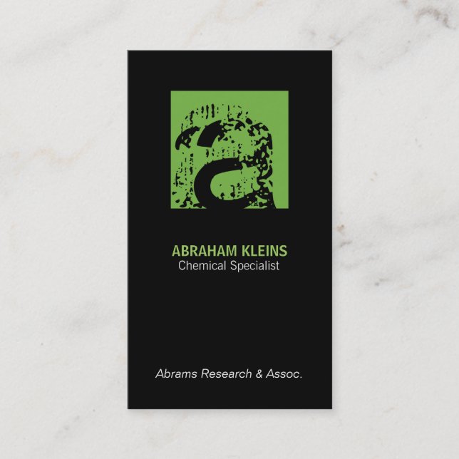 Farbquadrat Monogramm (grün), schwarzer Hintergrun Visitenkarte (Vorderseite)