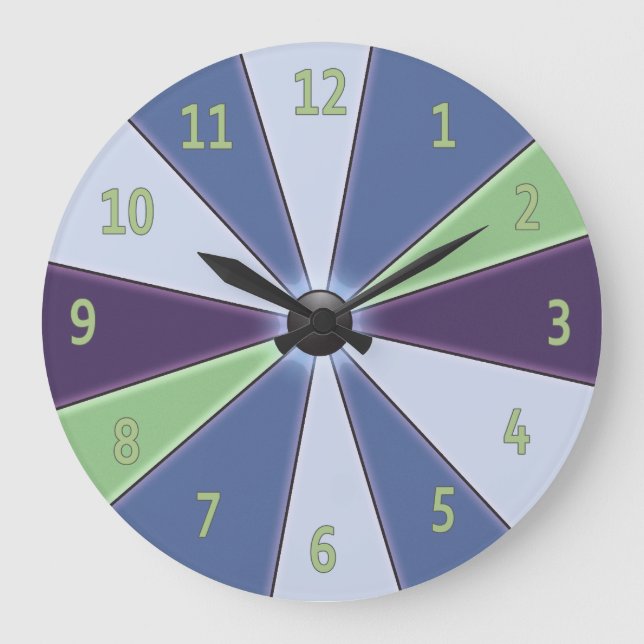 Farbrad-Blau Große Wanduhr (Vorderseite)