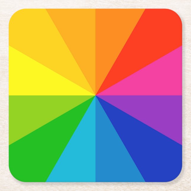 Farbrad Rechteckiger Pappuntersetzer (Vorderseite)