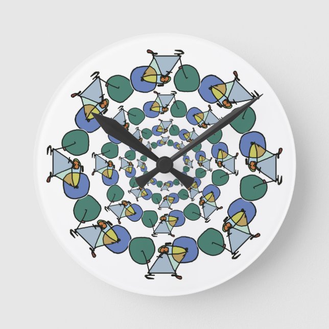 Farbradfahren in Kreisen Runde Wanduhr (Vorderseite)