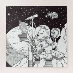Farbraum mit einem Astronauten-Welpe Puzzle