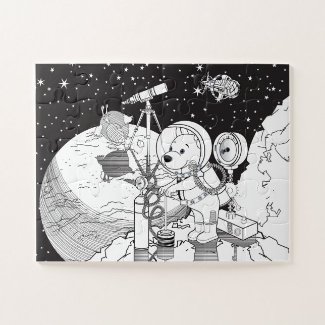 Farbraum mit einem Astronauten-Welpe Puzzle (Horizontal)