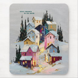 Farbreiches Winterdorf im Impasto-Stil mit Schnee Mousepad