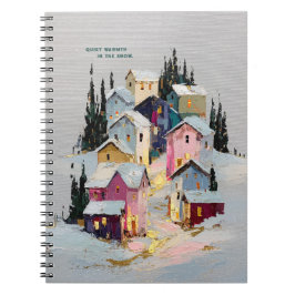 Farbreiches Winterdorf Schnee im Impasto-Stil Notizblock