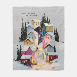 Farbreiches Winterdorf Schnee Impasto Fleecedecke