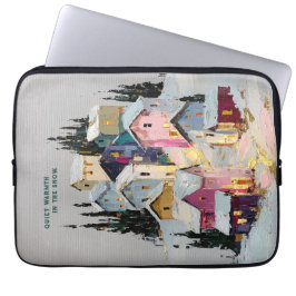 Farbreiches Winterdorf Schnee Impasto Laptopschutzhülle