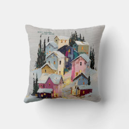 Farbreiches Winterdorf Schnee mit Impasto Kissen