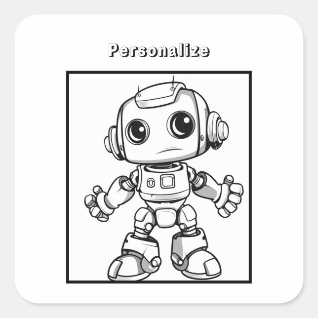 Farbroboter Quadratischer Aufkleber (Vorderseite)