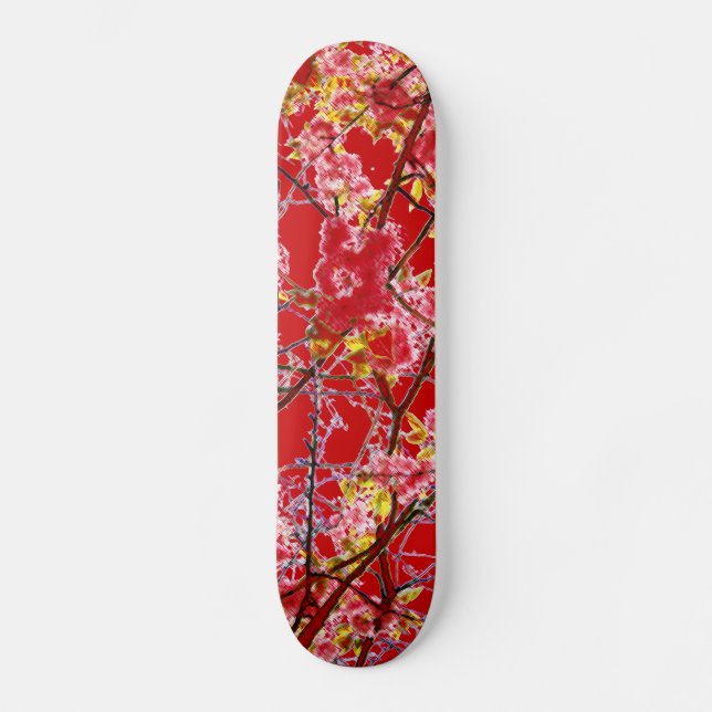 Farbrosa abstrakte Blumengestaltung Skateboard (Vorderseite)