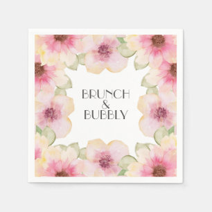 Farbrosa Blumenbrunch & Bubbly Serviette