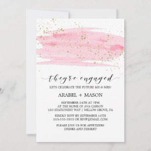 Farbrosa Blush und Gold-Engagement Party Einladung
