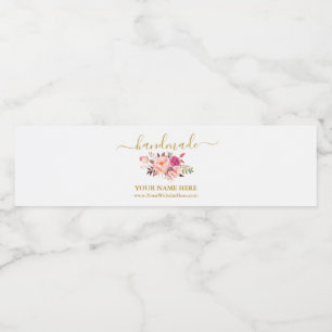 Farbrosa Blütenfarben, handgefertigt, Marke Wrapar Wasserflaschenetikett