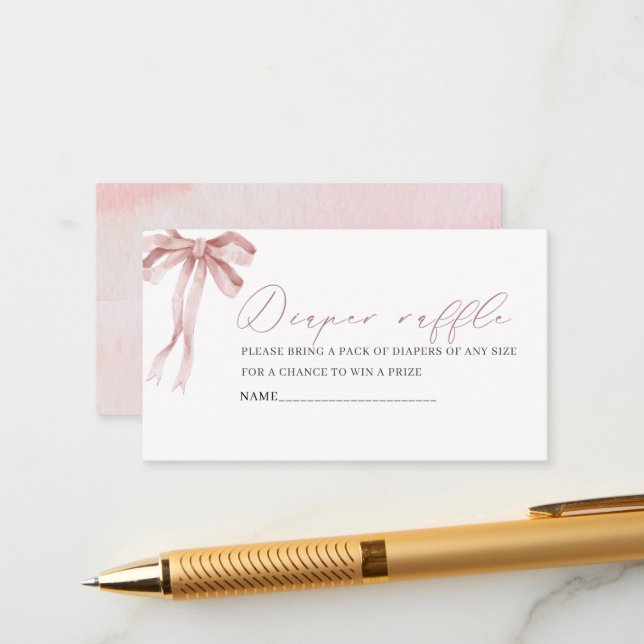 Farbrosa Bugband Babydusche Windeln Begleitkarte (Vorderseite/Rückseite Beispiel)