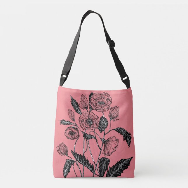 Farbrosa Crossbody oder Tote-Beutel mit Mohn Tragetaschen Mit Langen Trägern (Rückseite)