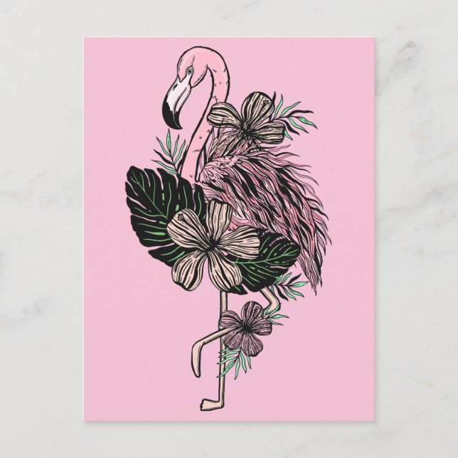Farbrosa Flamingo Postkarte (Vorderseite)