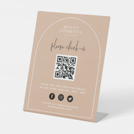 Farbrosa Karo Covid oder Payment QR Code Sockelschild