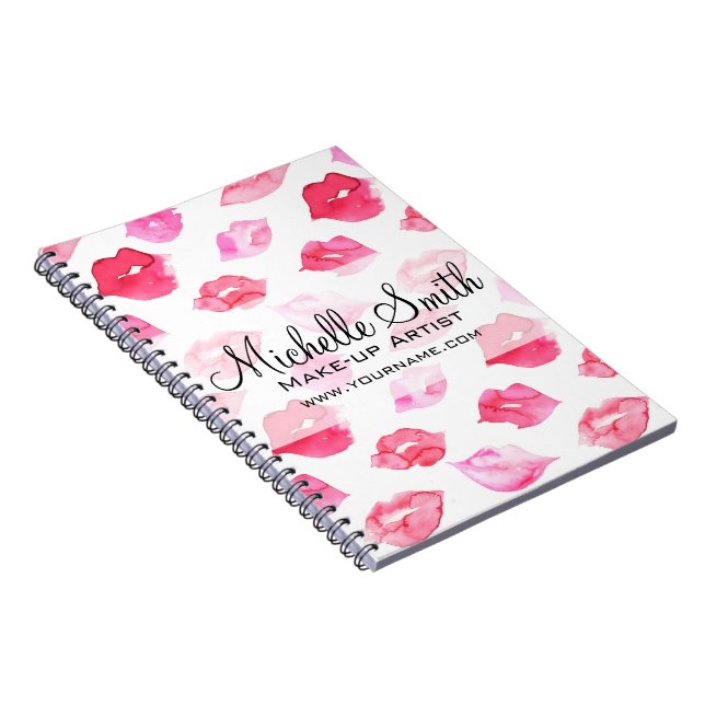 Farbrosa Lippenmuster Makeup Branding Notizblock (Rechte Seite)